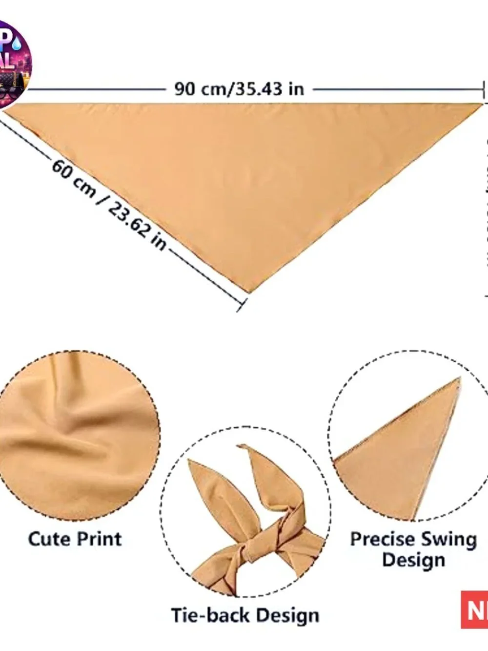 Polyester Tie-Back Triangle Head Scarf Bandana Set of 3